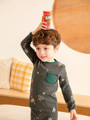 Boys 2pcs Robot Printed Lounge Wear Pajama Set