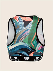 Tropical Print Sports Bra Racer Back Bralette
