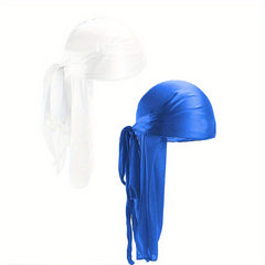 2pcs Bandana Pirate Hat Silk Durag Turban Hijab Hat For Men Women