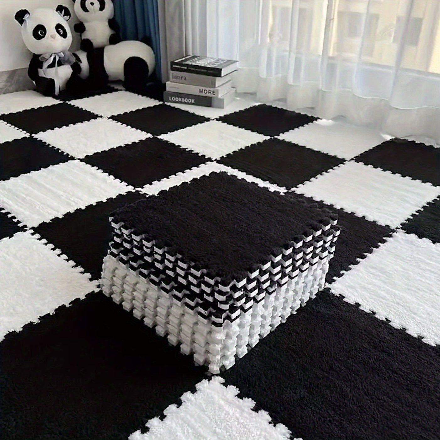 12pcs Mosaic Carpet Set Plush Mats for Bedroom Living Room Kitchen Bathroom