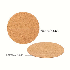 30pcs Self Adhesive Cork Mat Round Coaster Cork Back Panel for DIY Craft