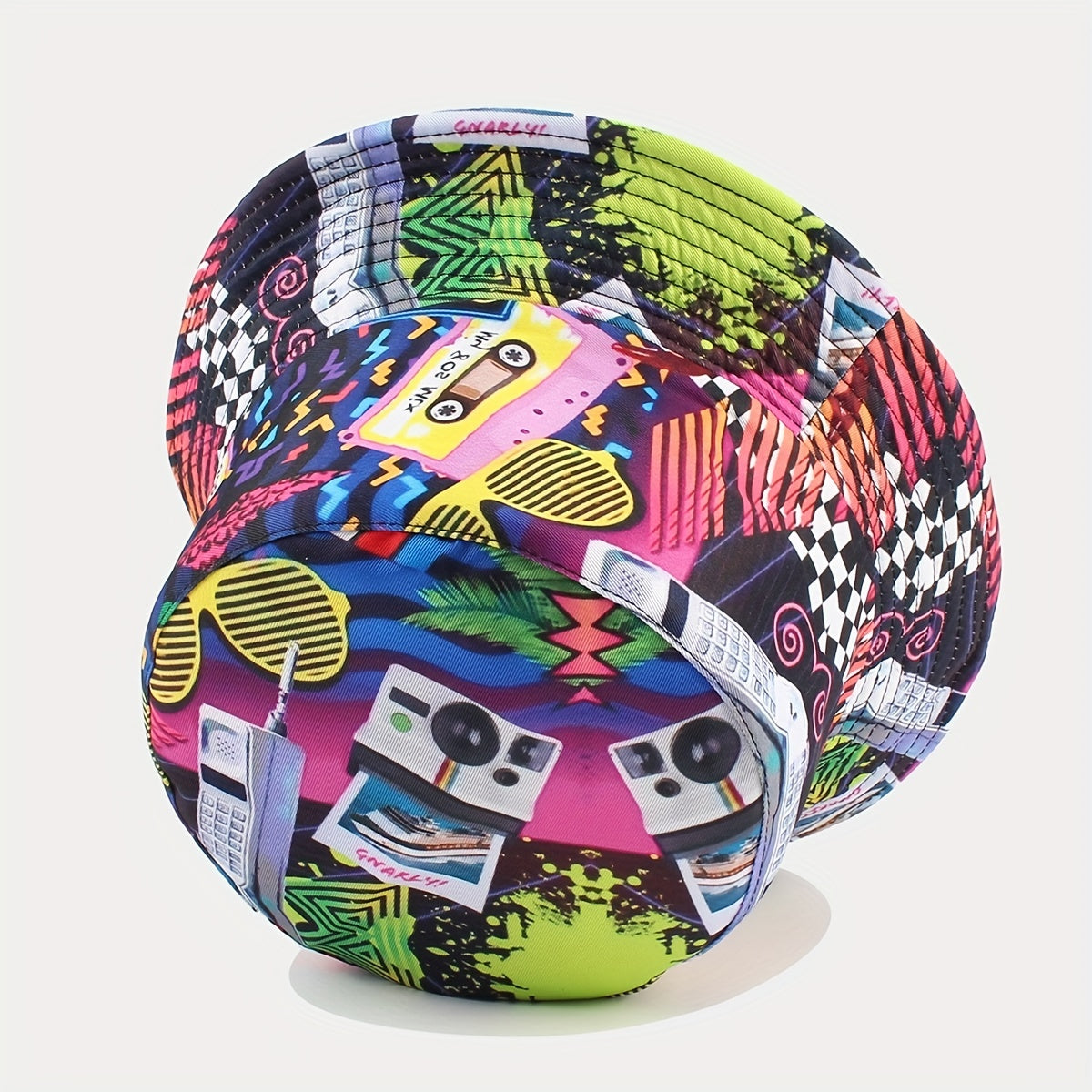 Nostalgic Cassette Pattern Fisherman Hat for Men