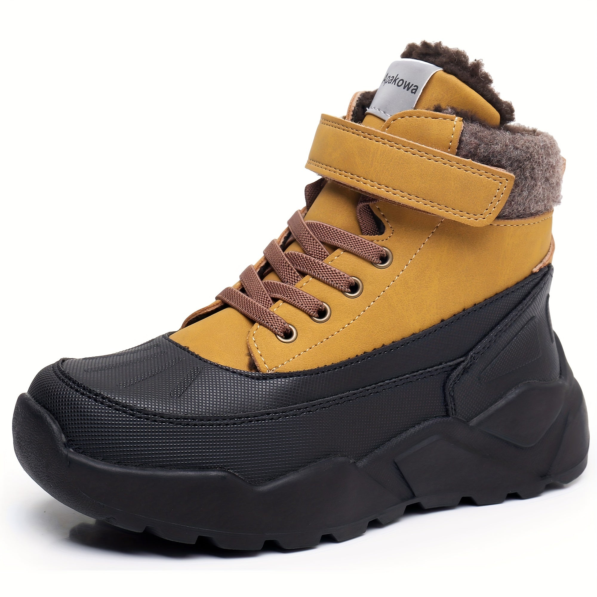 Kids Hiking Boots Plush Lining Durable Non Slip Snow Boots