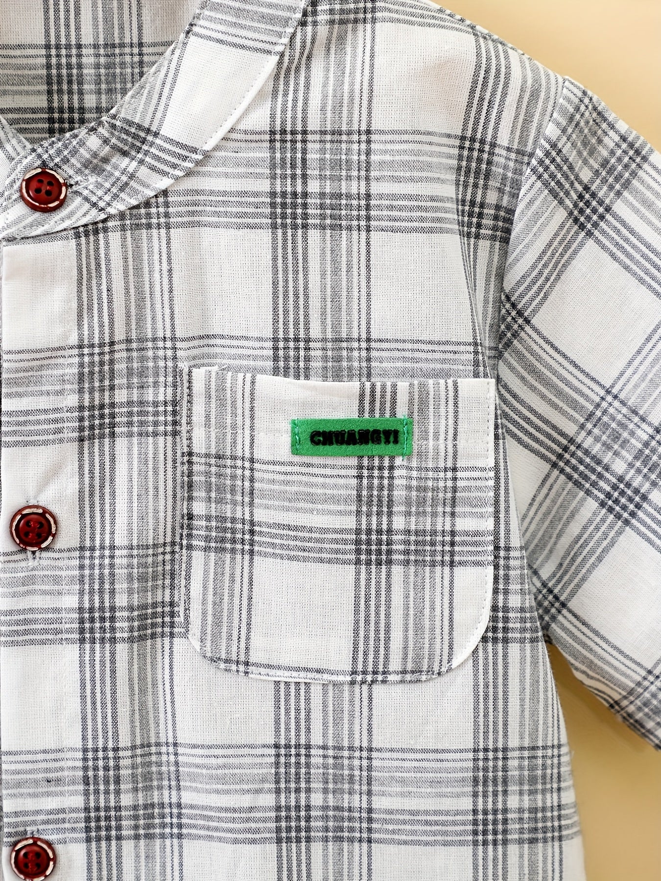Baby Boys Plaid Short Sleeve Button-up Shirt for Summer