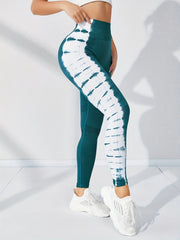 Women's Green and Contrast Leggings for Yoga Running Fitness