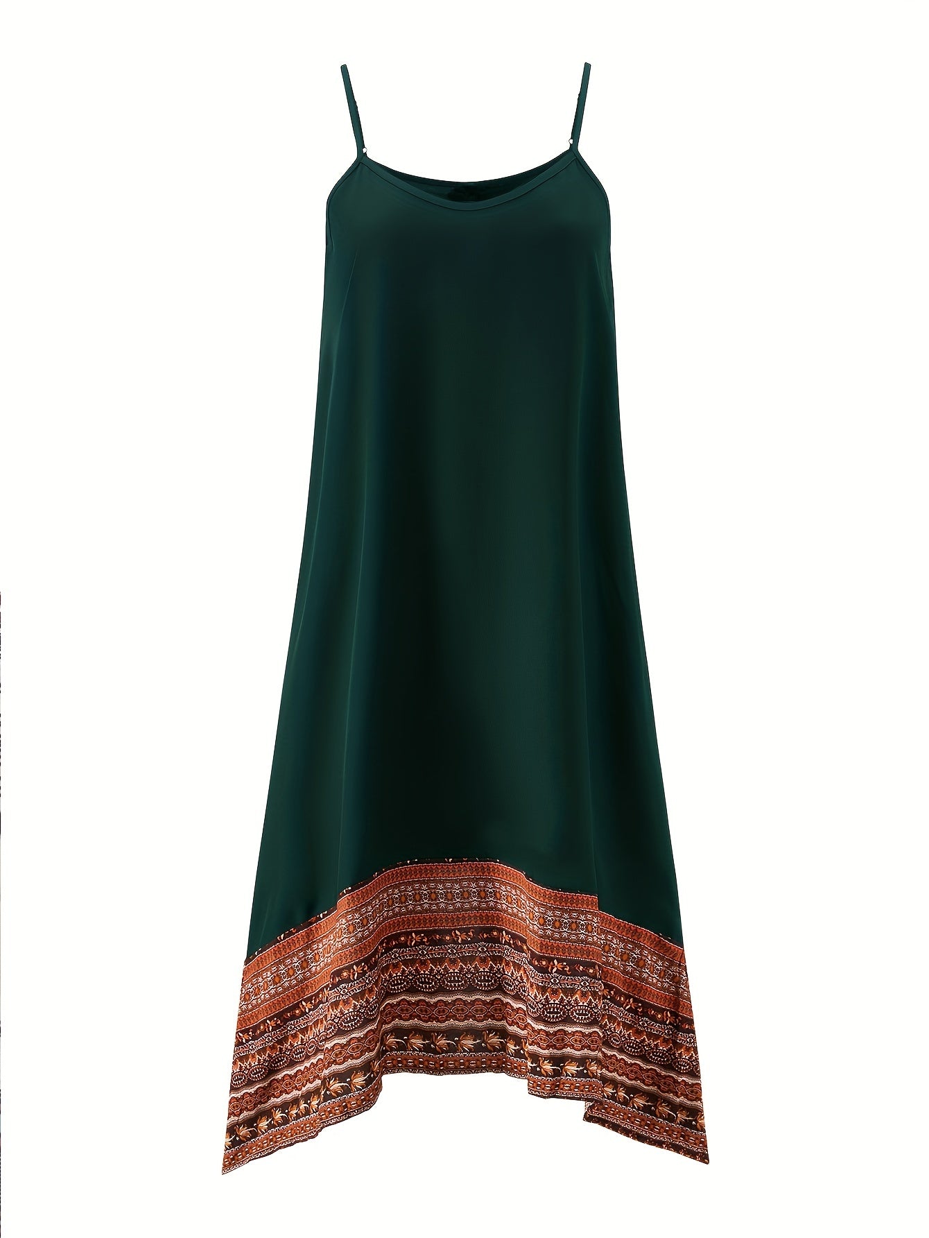Ethnic Print Splicing Dress Boho Summer Dress Women's Clothing