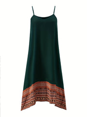 Ethnic Print Splicing Dress Boho Summer Dress Women's Clothing
