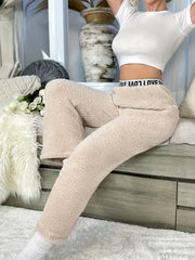 Cozy Letter Print Lounge Pants Elastic Waistband