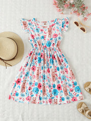 3pcs Girls' Summer Dresses Bee Flower Pattern Princess Dress