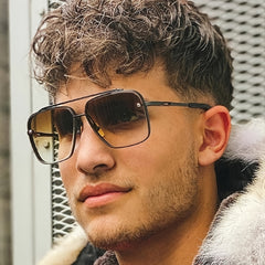 Gradient Brown Aviator Punk Sunglasses