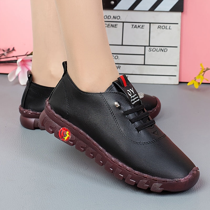 Women's Anti-slip Lace Up Flat Sneakers Comfy Round Toe Shoes