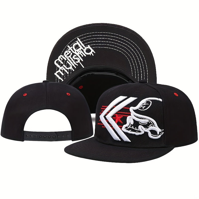 Skull Embroidery Hip Hop Hat Men's Women's Flat Brim Baseball Cap