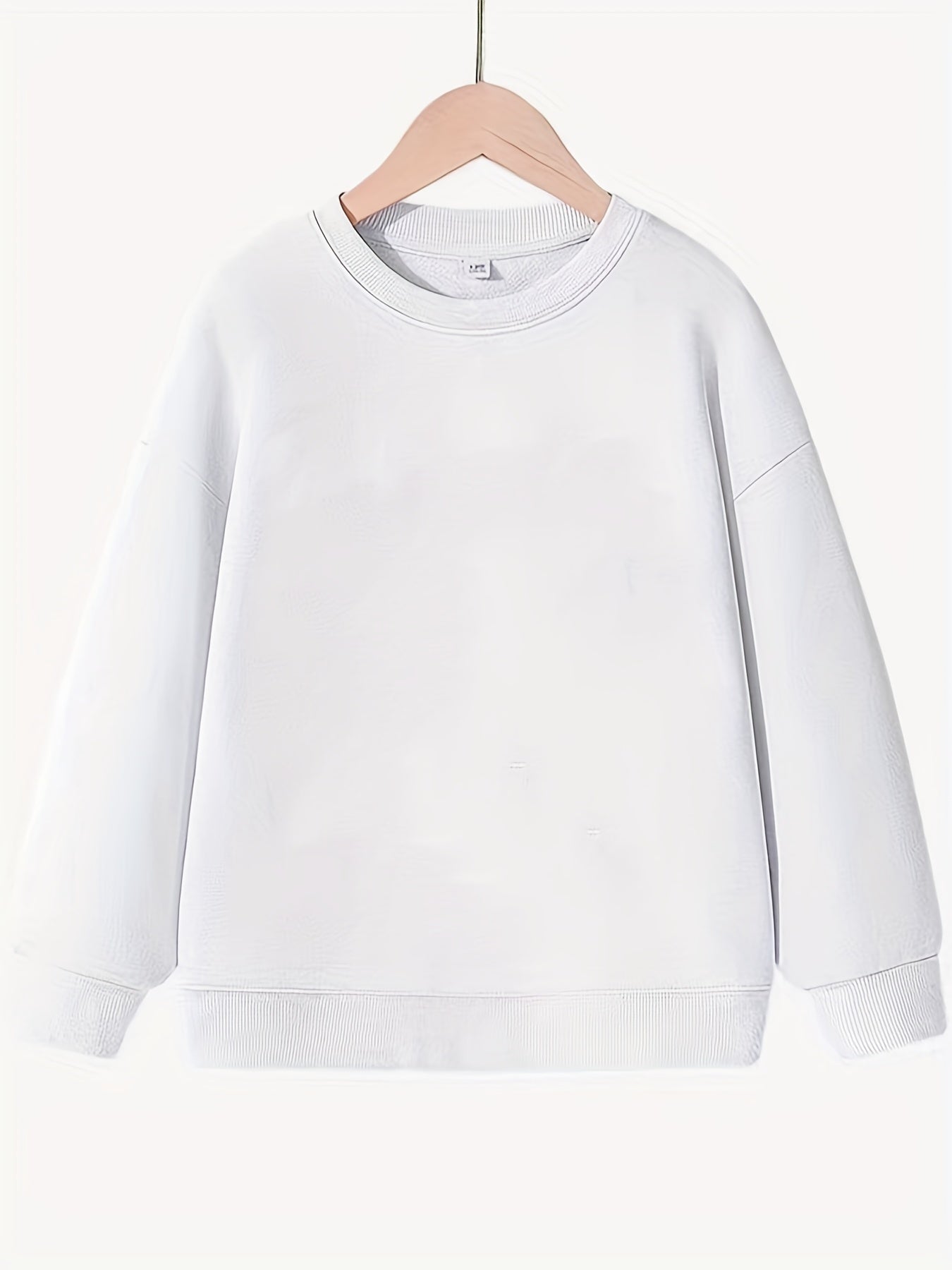 Boys Solid Pullover Sweatshirt Long Sleeve Crew Neck