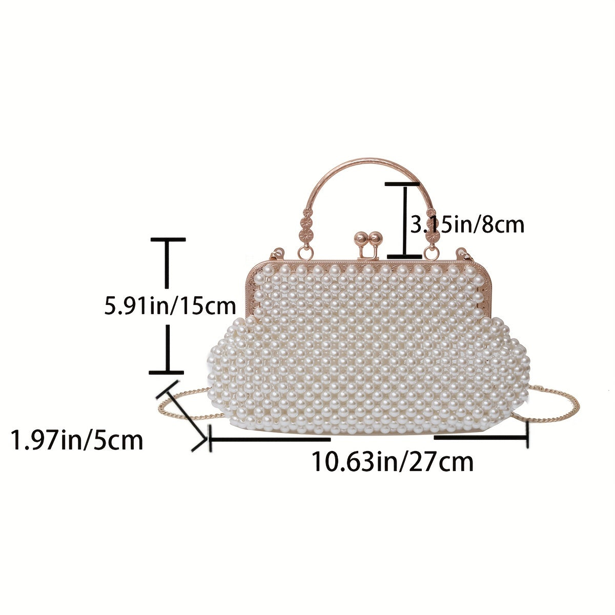 Pearl Beaded Frame Bag Formal Clutch Crossbody Handbag