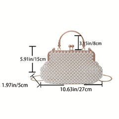 Pearl Beaded Frame Bag Formal Clutch Crossbody Handbag