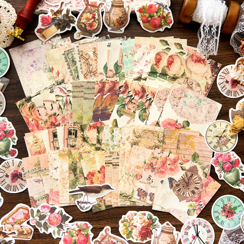 100pcs Decorative Paper & Sticker Set for DIY Crafts, Scrapbooking, Gift Wrap