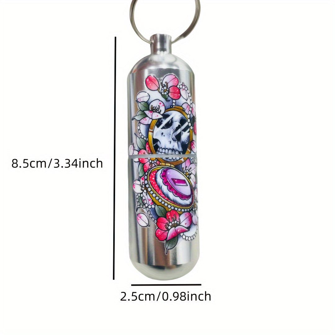 Skeleton Aluminum Keychain Waterproof Pill Storage Box