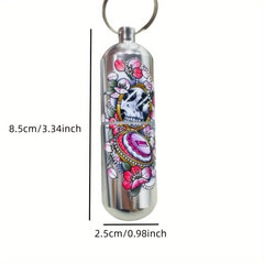 Skeleton Aluminum Keychain Waterproof Pill Storage Box