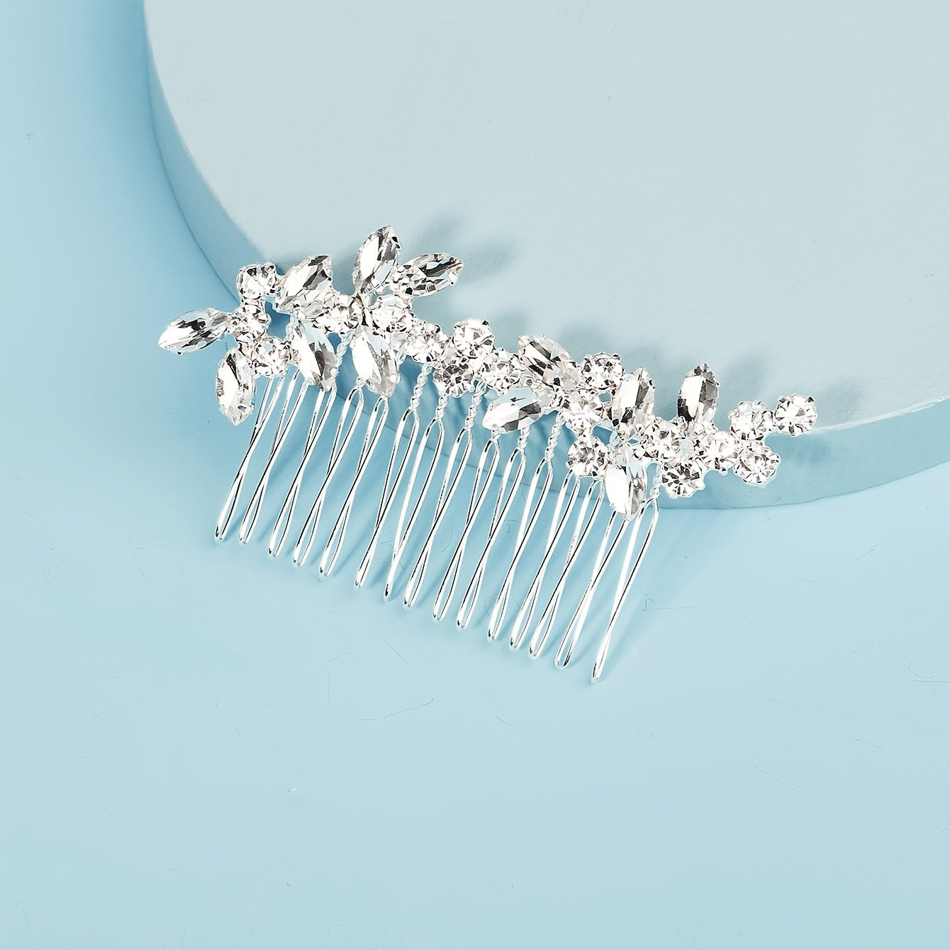 Rhinestone Bride Wedding Hair Comb Silver Bridal Hair Piece Crystal