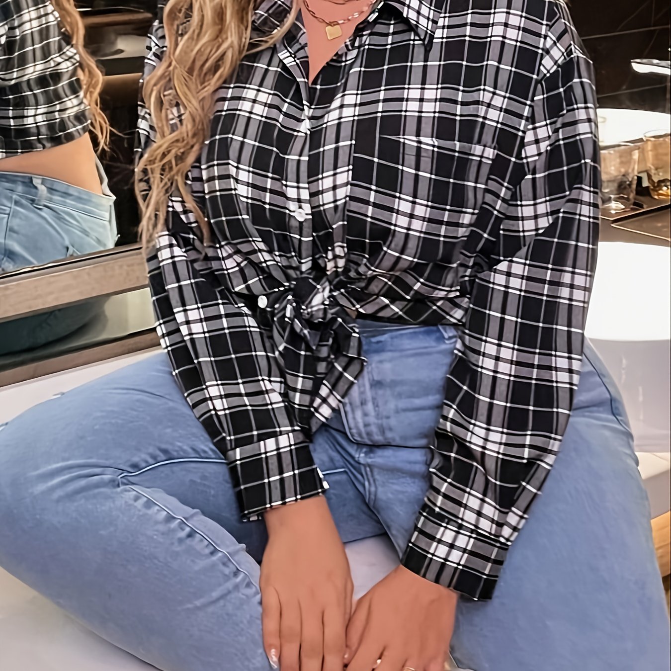 Plaid Blouse Women's Gingham Shirt