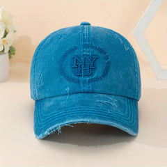 Adjustable Distressed Ripped Retro Baseball Cap Letter Embroidery