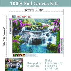 5D Waterfall Landscape Diamond Painting Kit, Full Drill Rhinestone Embroidery