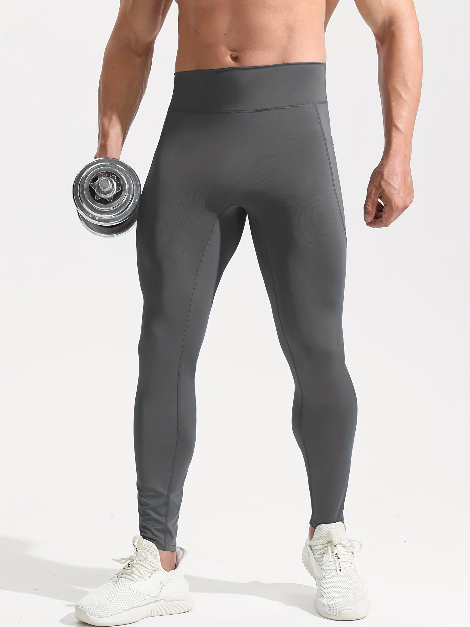 Men's Breathable Compression Leggings with Pocket for Outdoor Training