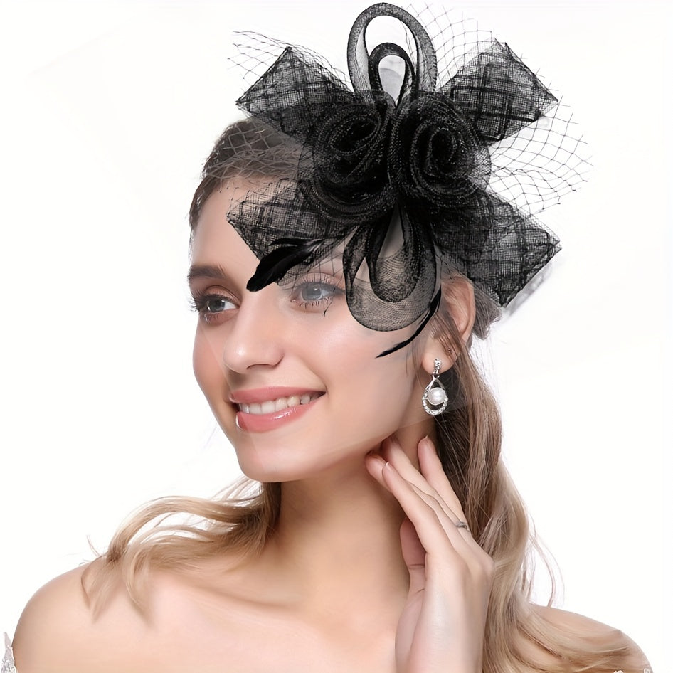 Mesh Flower Head Piece Bridal Fascinator Headpiece