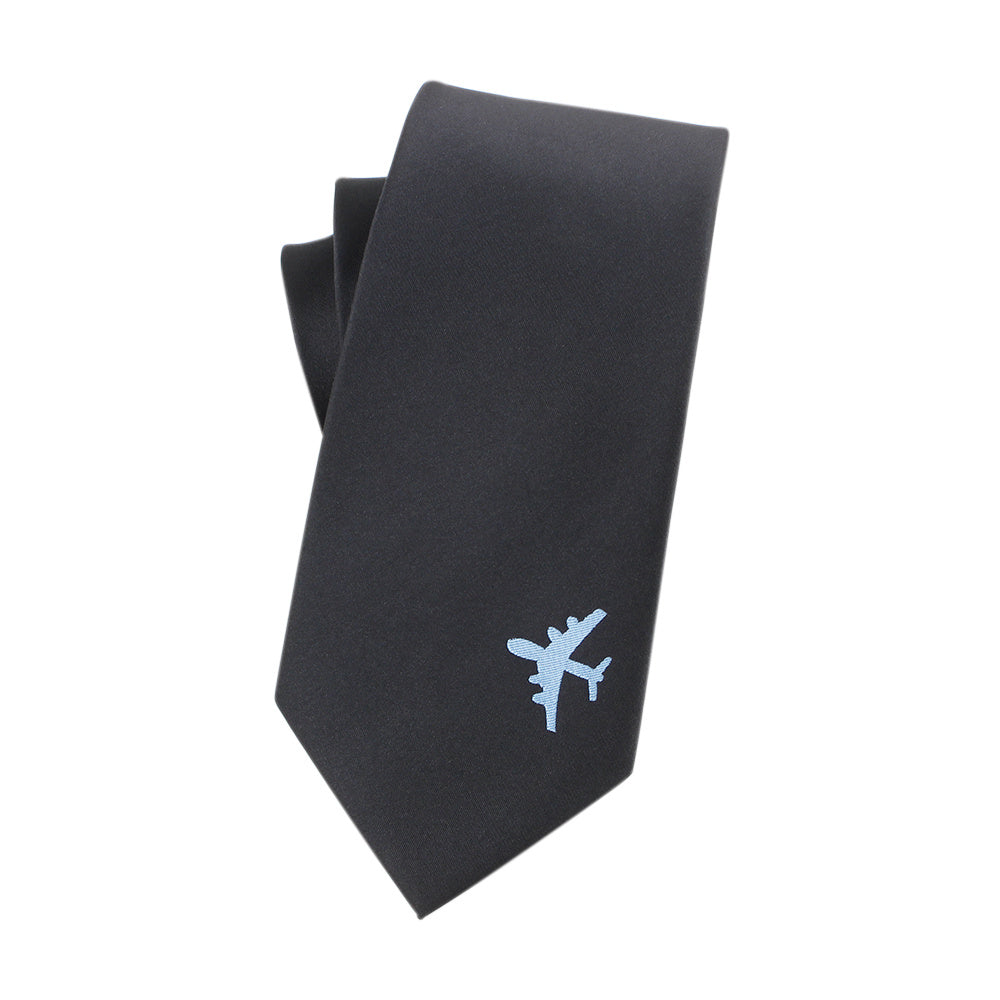 Men's Embroidered Airplane Necktie Tie Neckwear