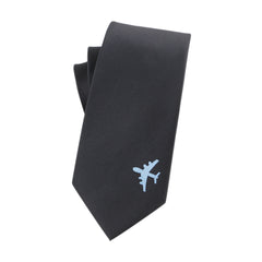 Men's Embroidered Airplane Necktie Tie Neckwear