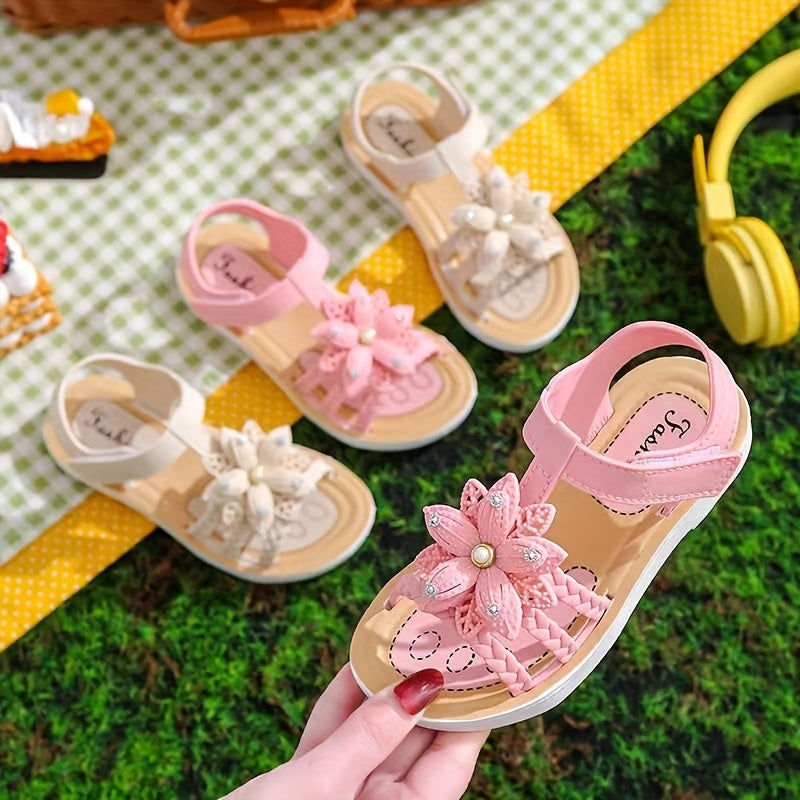 Girls Flower Open Toe Sandals Lightweight Comfortable Anti Slip Sandals