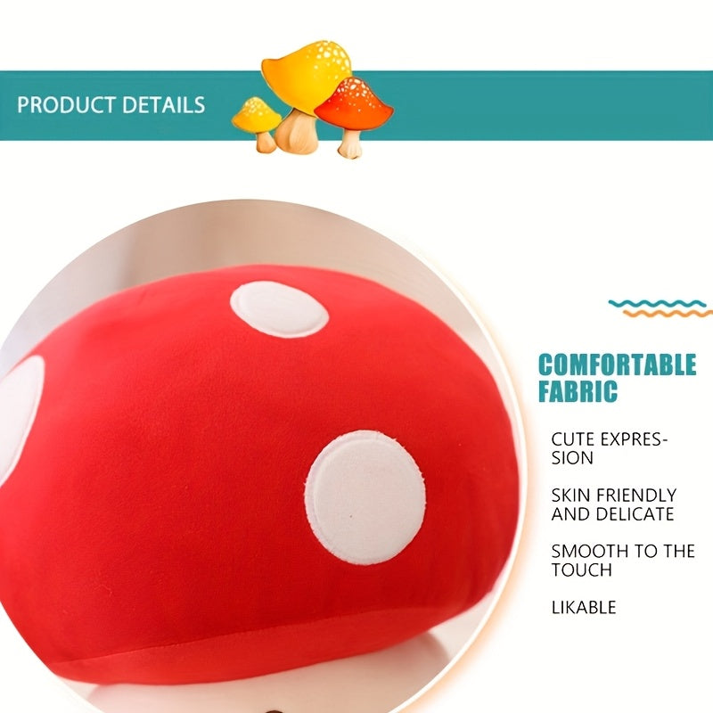 Cartoon Mushroom Plush Toy Soft Polyester Red Mushroom with Face