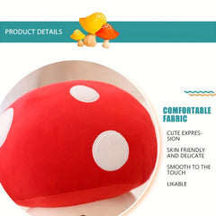 Cartoon Mushroom Plush Toy Soft Polyester Red Mushroom with Face