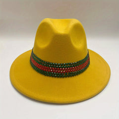 Rhinestone Hatband Fedora Cap Casual Jazz Hat Unisex Cowboy Cowgirl Hats