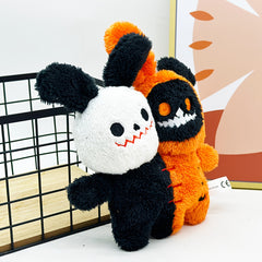 62in Double Headed Plush Toy Pumpkin Rabbit Skull Stuffed Animal Orange