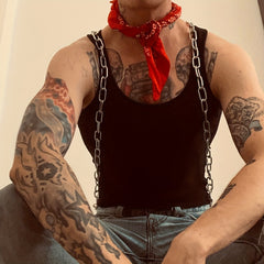 Punk Steel Chain O ring Chain Strap For Men