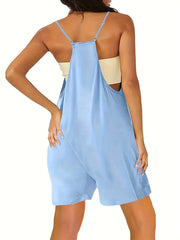 V Neck Spaghetti Strap Romper with Pockets