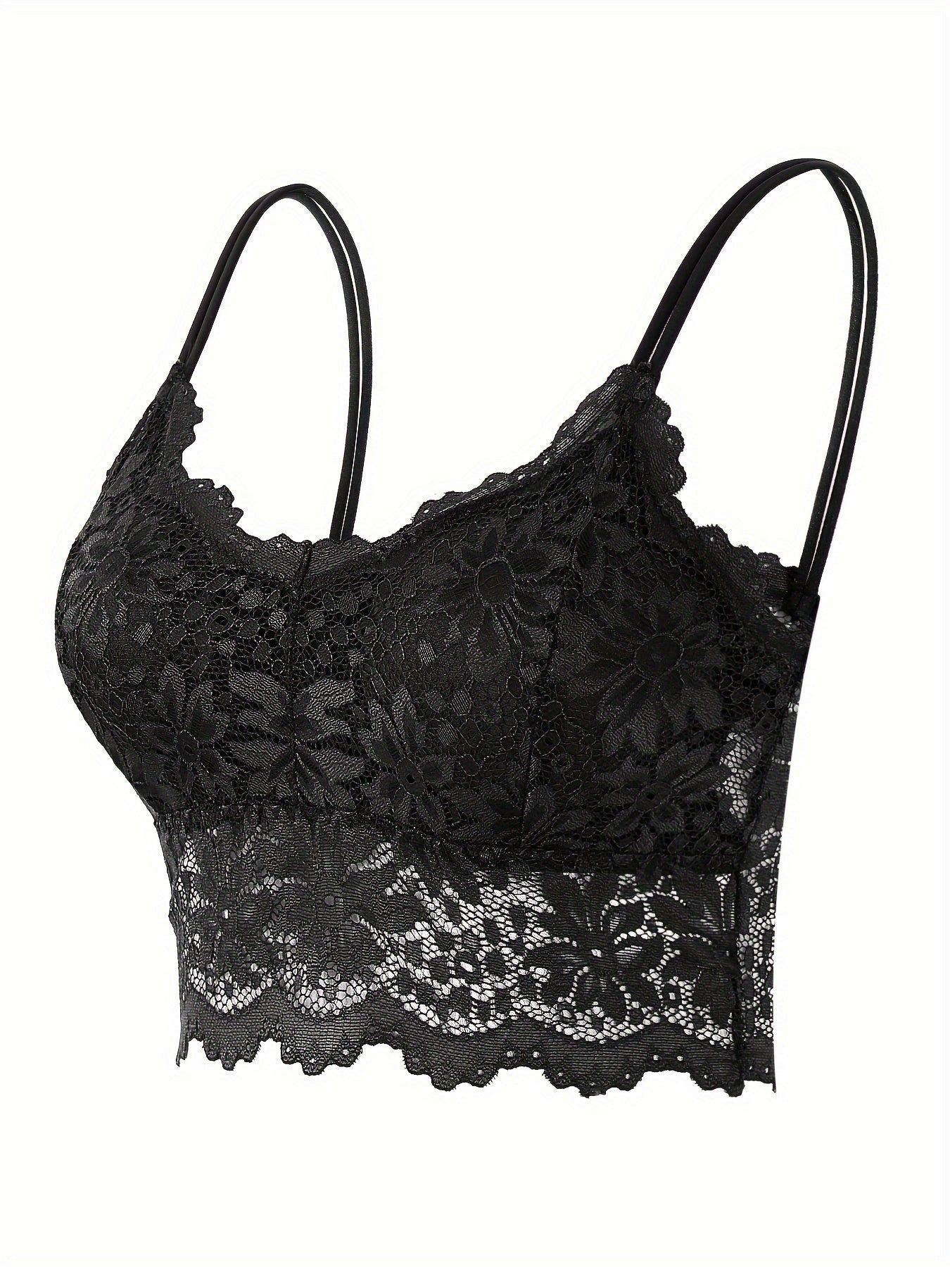 Lace Wireless Bra with Scalloped Trim