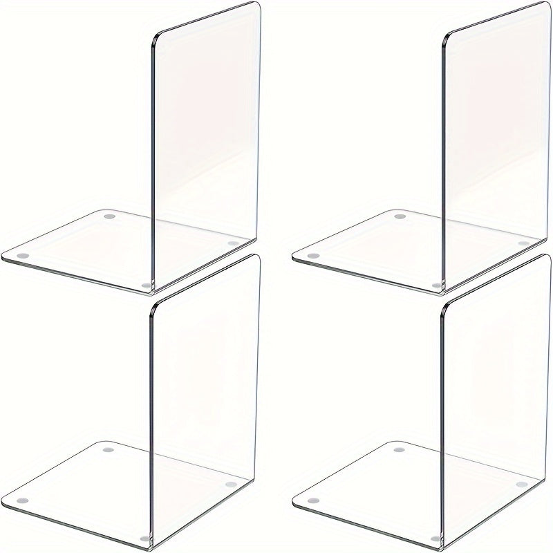 4pcs Acrylic Bookshelf Transparent Book Clip Organizer
