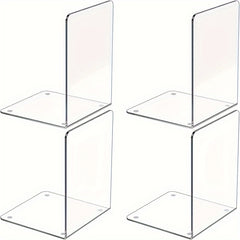 4pcs Acrylic Bookshelf Transparent Book Clip Organizer