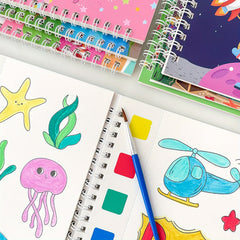 Kids Watercolor Coloring Book Set with Paints and Pens