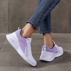 Women's Knitted Running Shoes Lace Up Sport Shoes Breathable Walking Shoes
