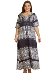 Colorblock Paisley Print V Neck Maxi Dress
