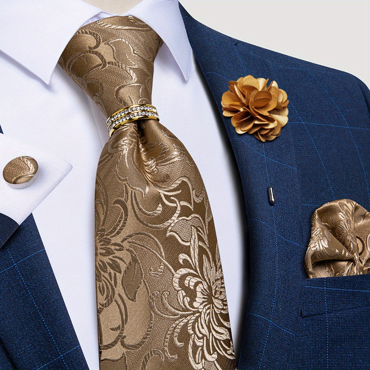 Men's Purple Paisley Silk Tie Set Business Formal Wedding Gift