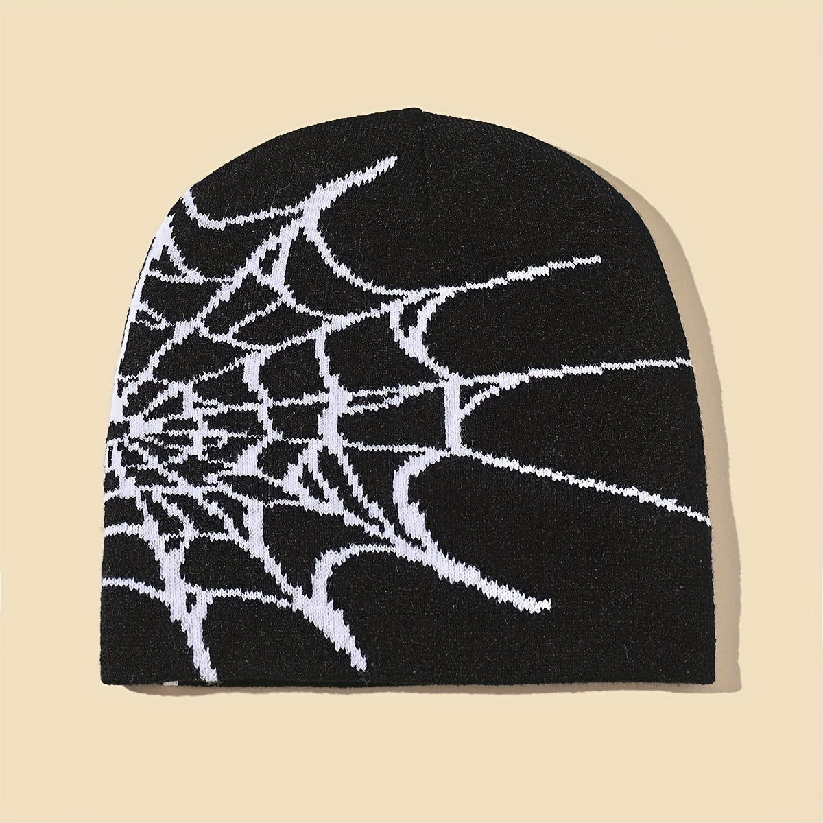 Spider Web Graphic Beanie Hat Hip Hop Skull Cap Unisex Y2K Winter Warm Knit Hat