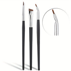 Fine Angled Eyeliner Brush Set Precision Gel Eye Makeup 3 Pieces