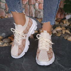 Women's Graphic Running Shoes Shock Absorption Chunky Sneakers
