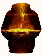 Lightning Print Hoodies For Men - Comfy Loose Hooded Pullover