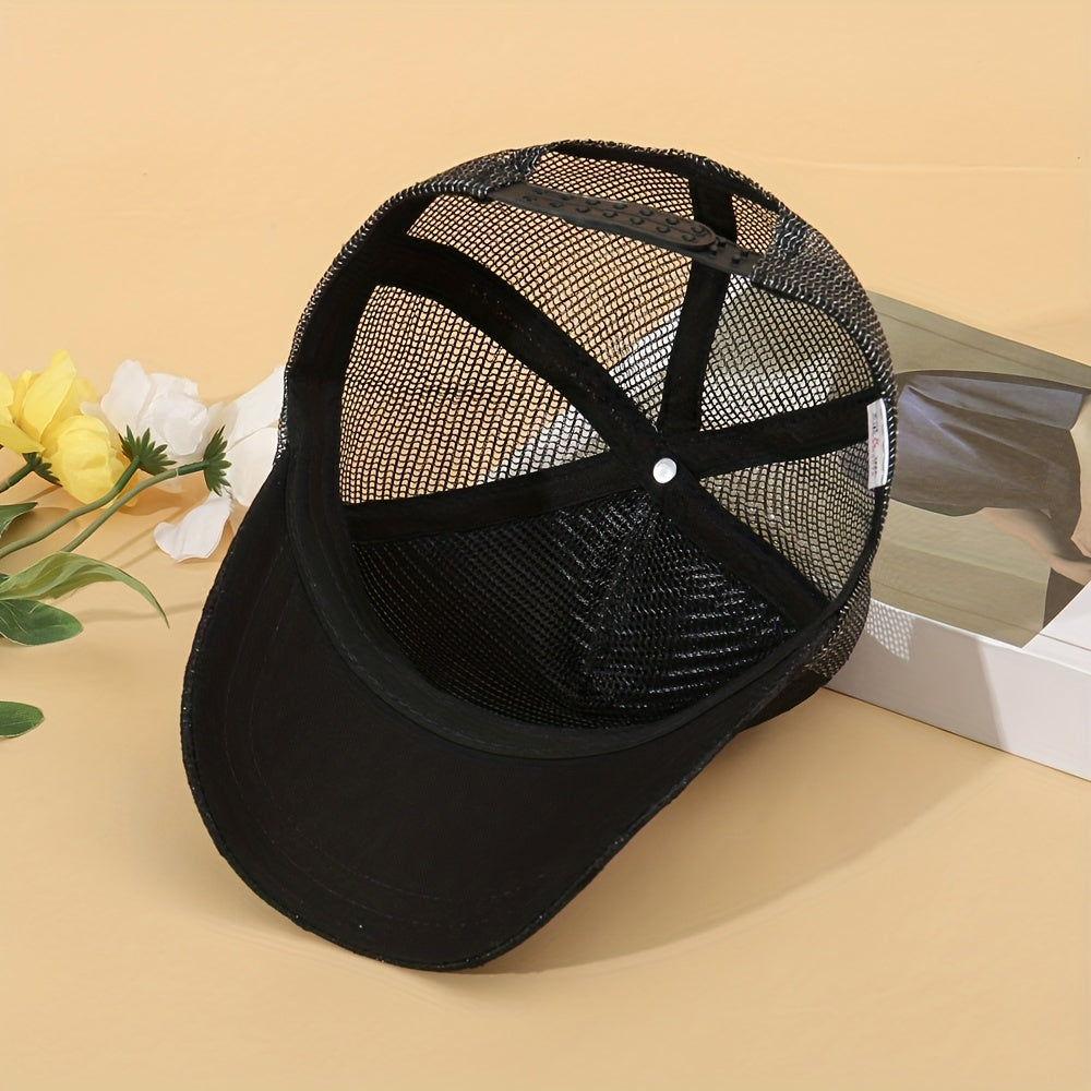 Butterfly Silk Print Couple Mesh Sunshade Sports Cap
