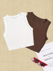 2 Pack Y2K Sleeveless Crop Tank Tops Summer Women's Clothing